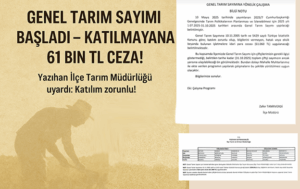 TARIM SAYIMINI İHMAL ETMEYİN
