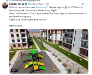 Vali Yavuz Yazıhan Konutlarını Paylaştı.