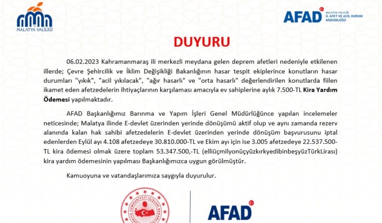 Kira Yardımı Devam Ediyor