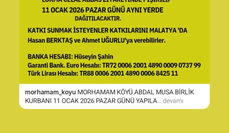 MORHAMAM’da ABDAL MUSA BİRLİK LOKMASI